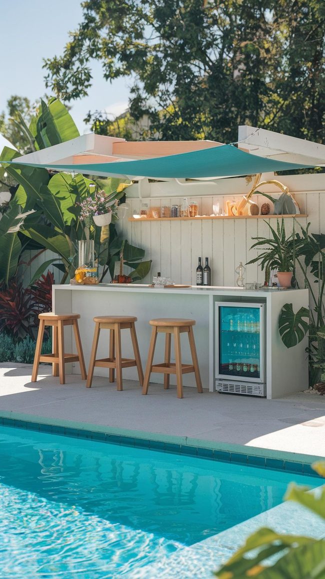 Poolside Teak Bar Station