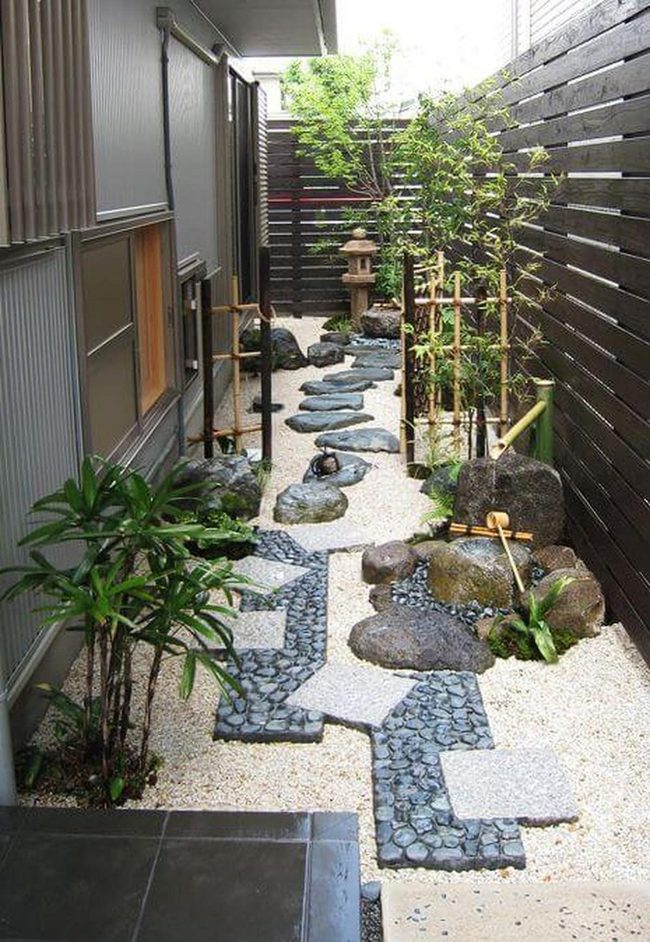 Stone Path Through Bamboo Garden