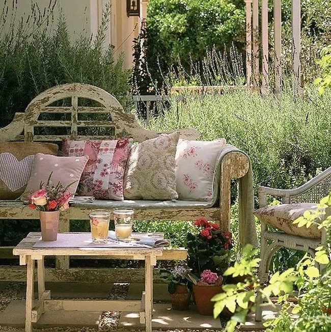 Pink Floral Bench Garden Retreat