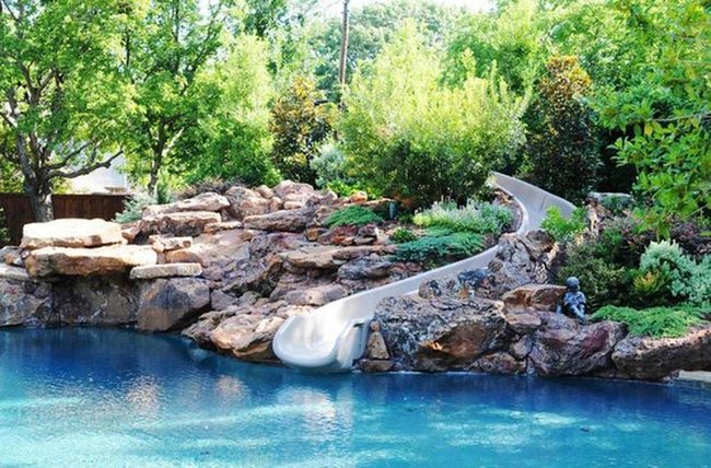 Backyard Pool Slide Oasis