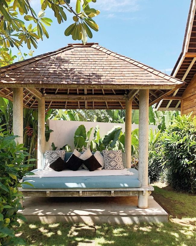 Shingled Gazebo With Green Surround