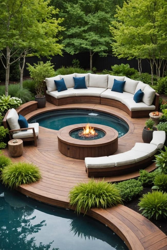 Poolside Floating Deck with Storage Seating