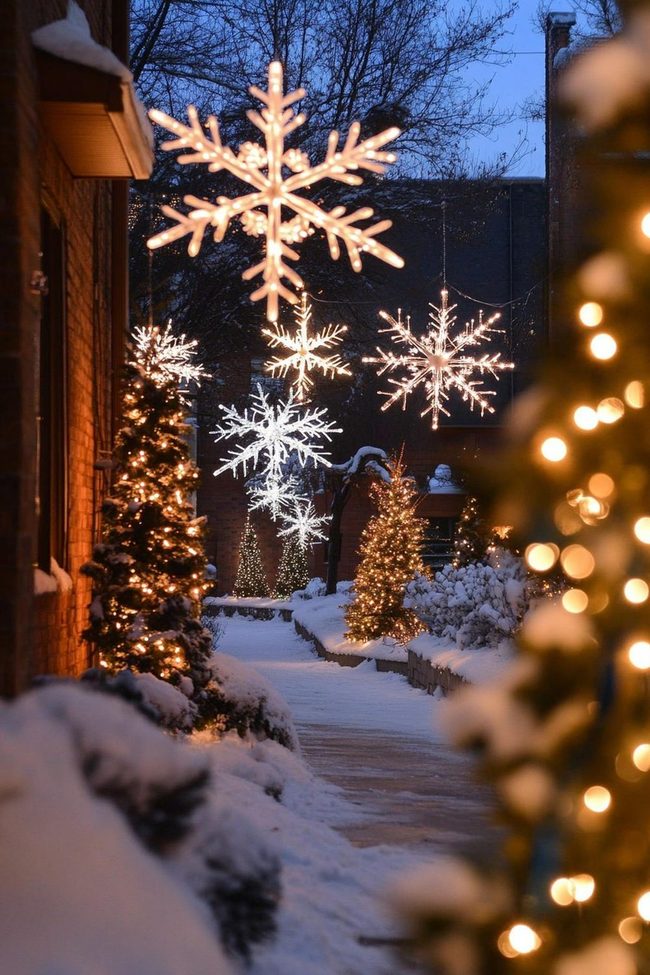 Glowing White Snowflake Projections