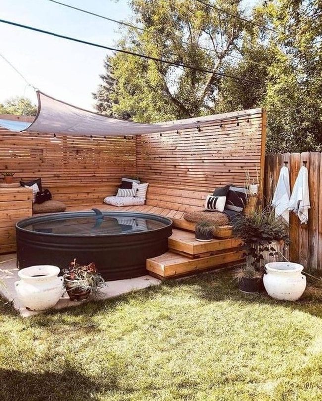 Round Hot Tub Evening Retreat