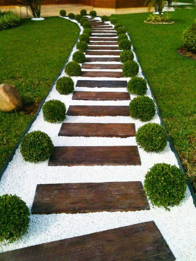 Wooden Sleepers On White Pebbles