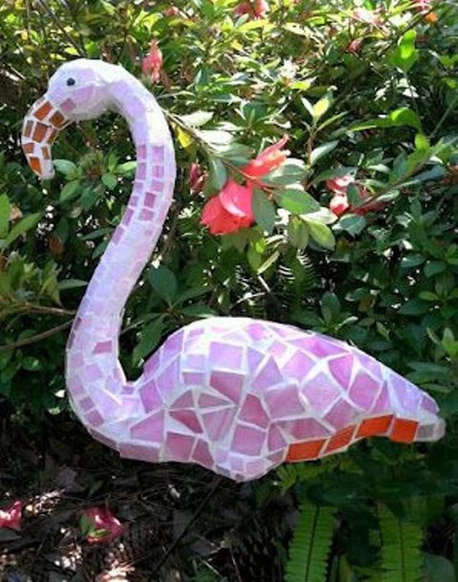 Glossy Pink Mosaic Flamingo