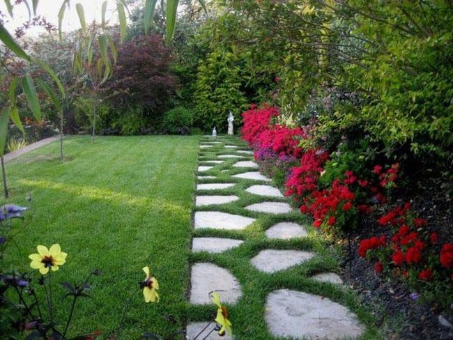 Moss-Lined Stepping Stones Garden Path