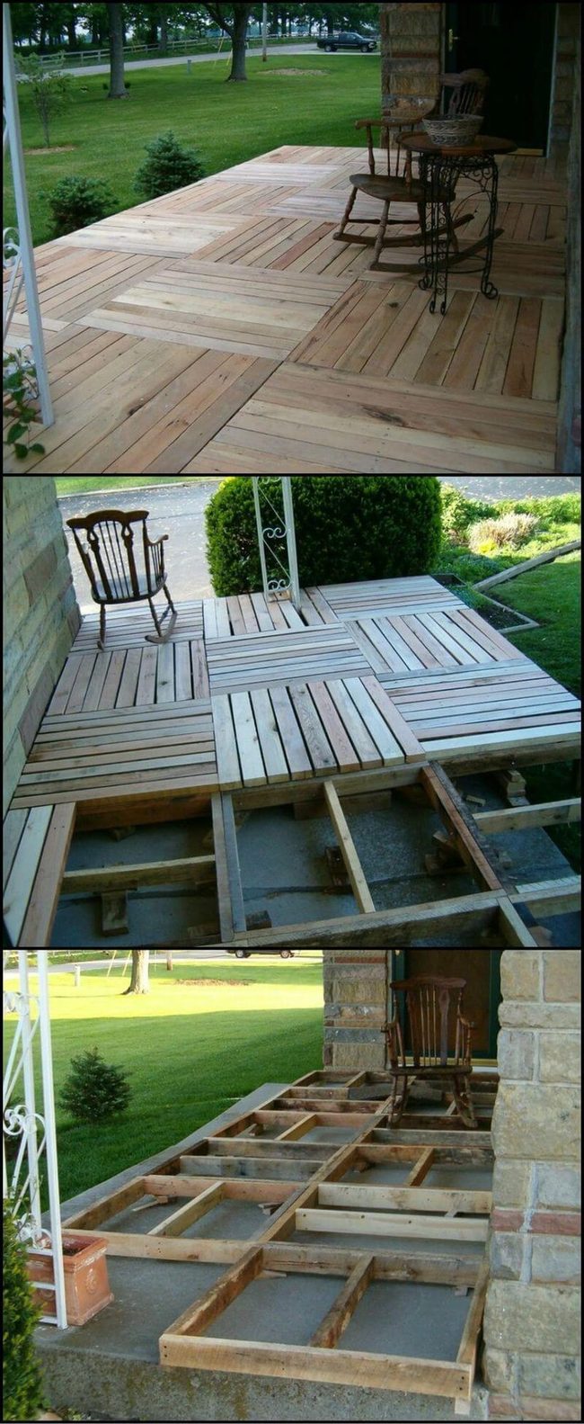 Weathered Wood Pallet Porch