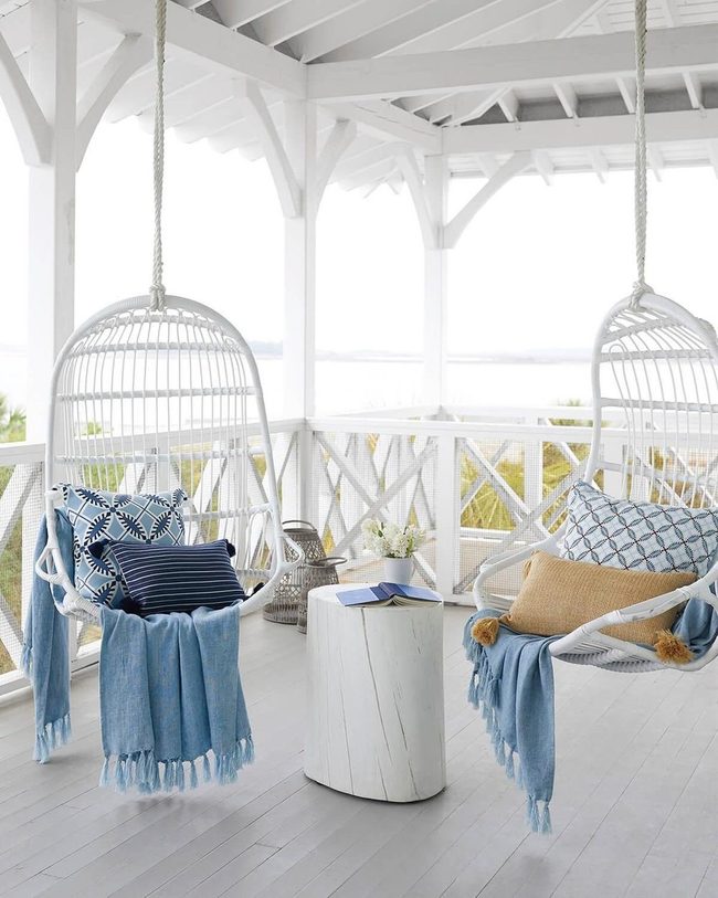 White Wooden Porch Swing Retreat