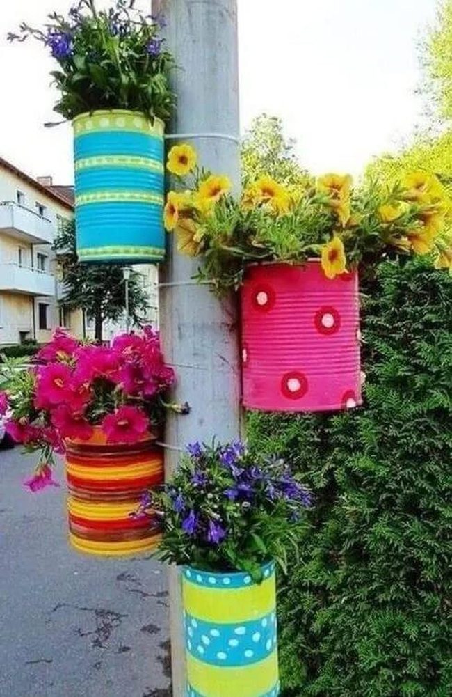 Painted Tin Tower Of Blooms