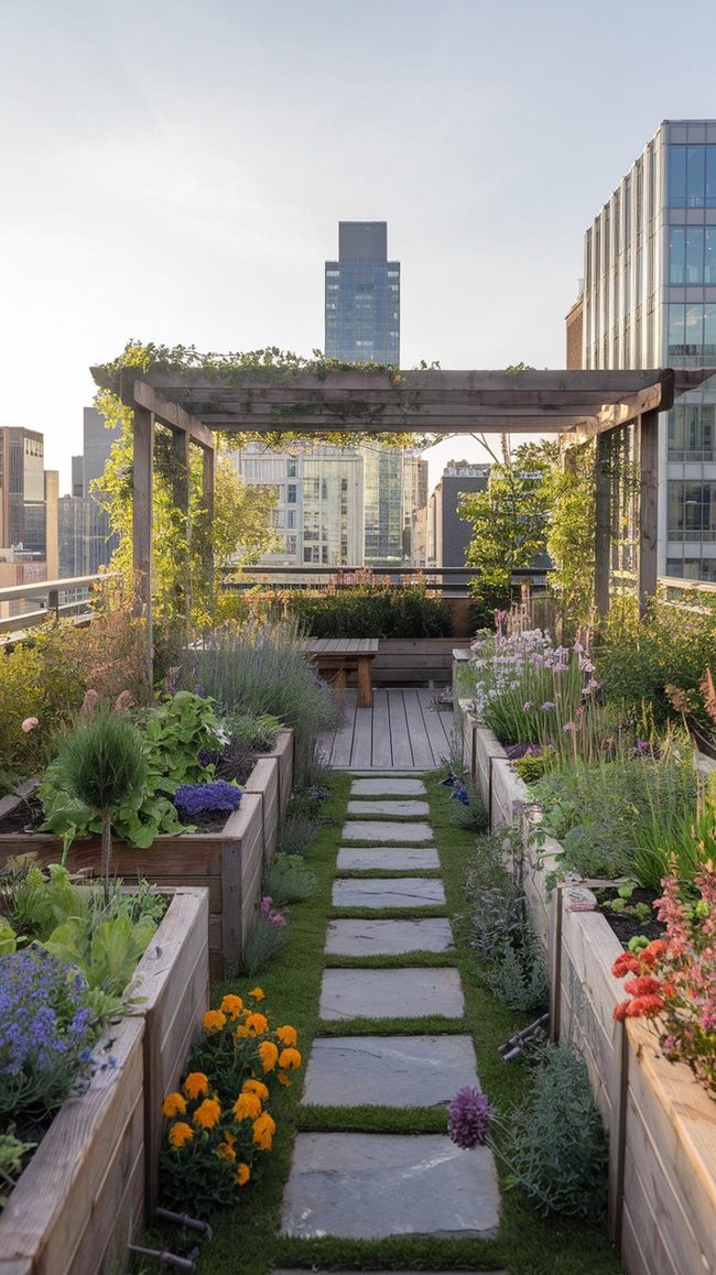 Green Rooftop Garden Oasis