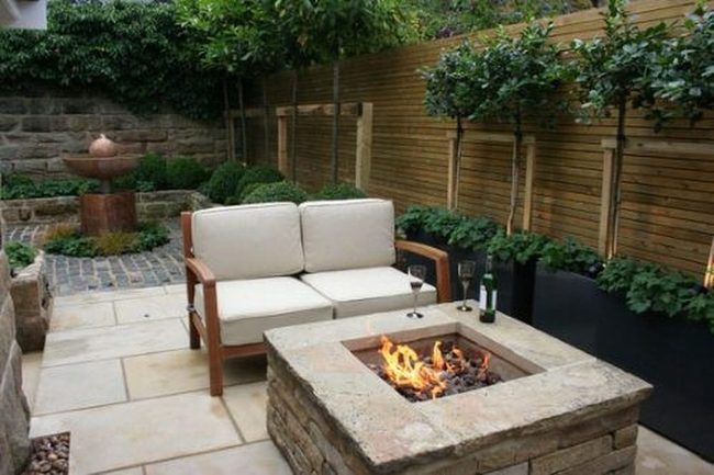 Stone Courtyard Fire Gathering