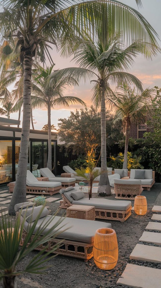 Tall Palms Tropical Backyard