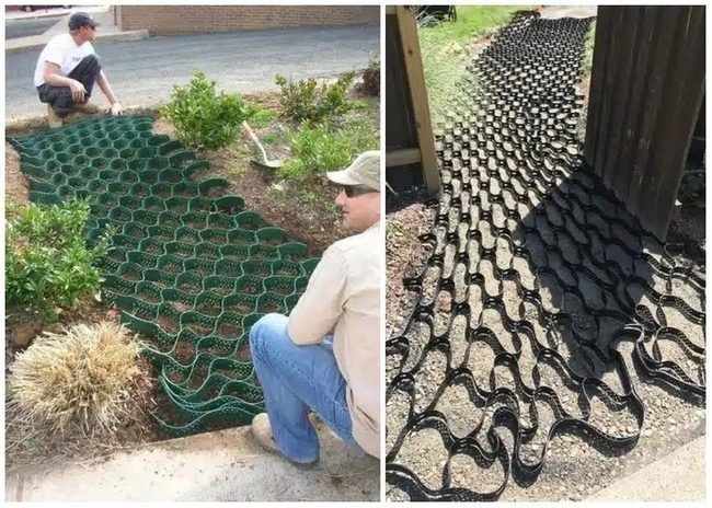 Plastic Grid Holds Stone Secure