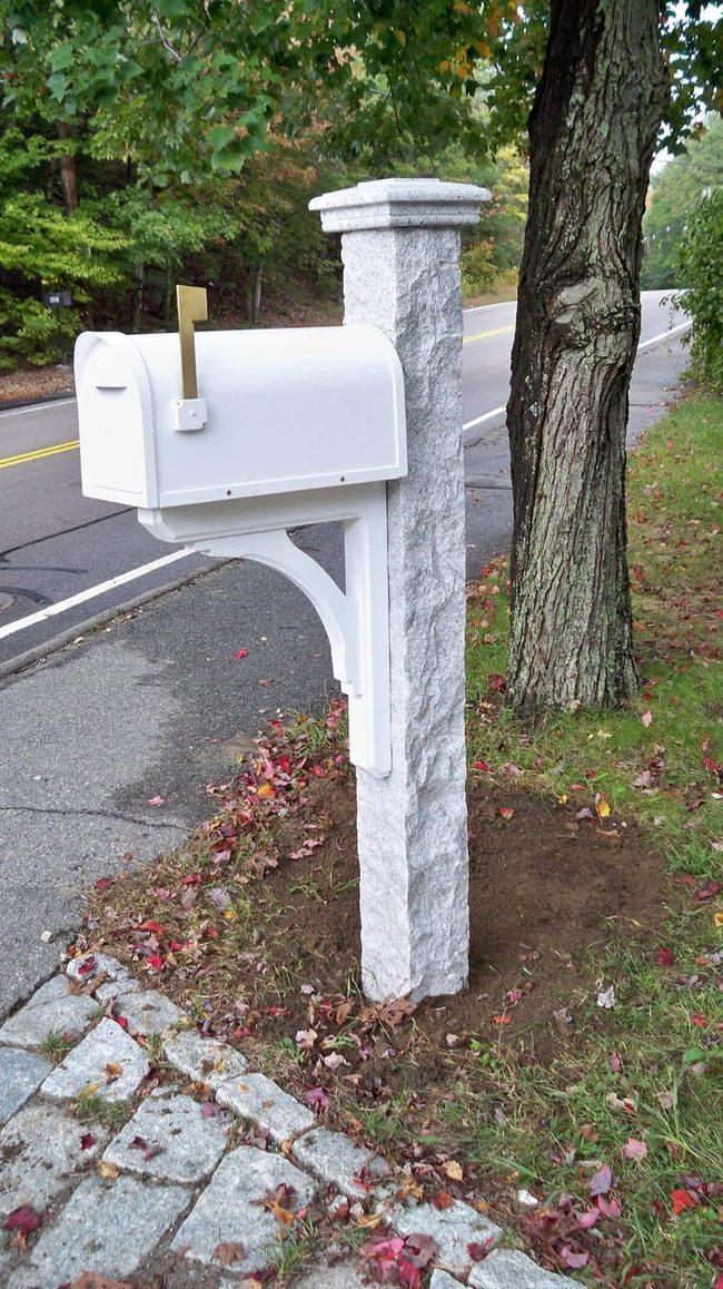 White Mailbox Granite Post Statement