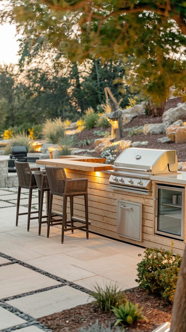Granite Bar Counter for Terrace Grilling