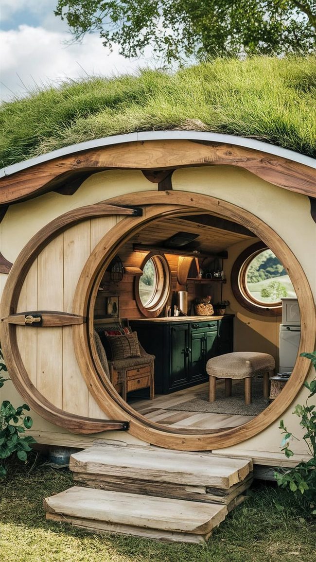 Rounded Doors Grass Roof Fantasy