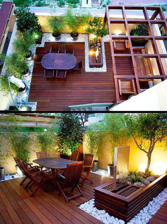 Wooden Deck With Glowing Plants