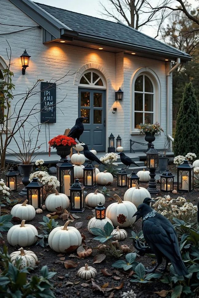 Black and White Halloween Landscape Minimalism
