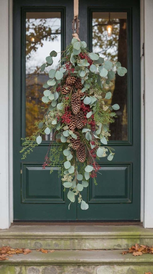 Eucalyptus Pinecone Front Door Swag