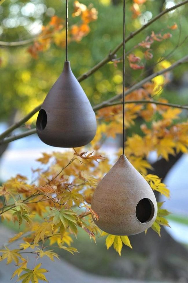 Teardrop Birdhouses In Autumn Gold