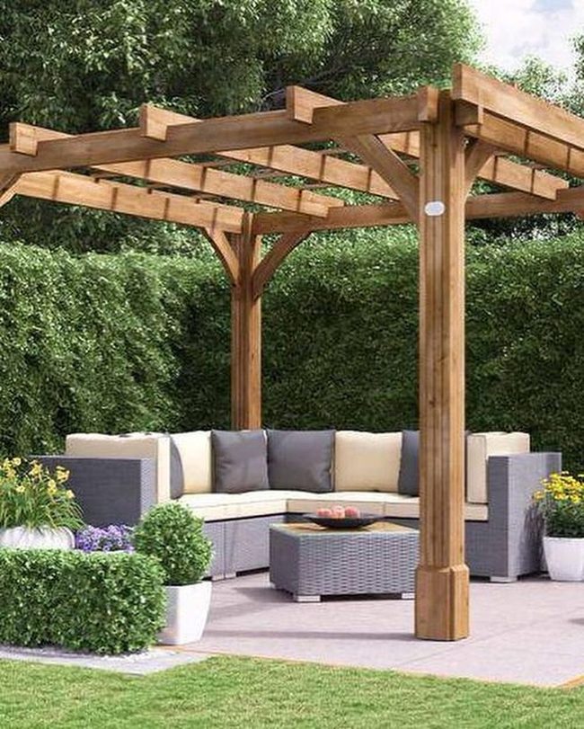Wooden Pergolas With Flowering Vines