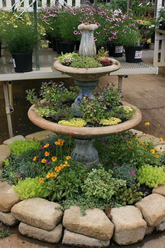Cascading Garden Tower In Stone