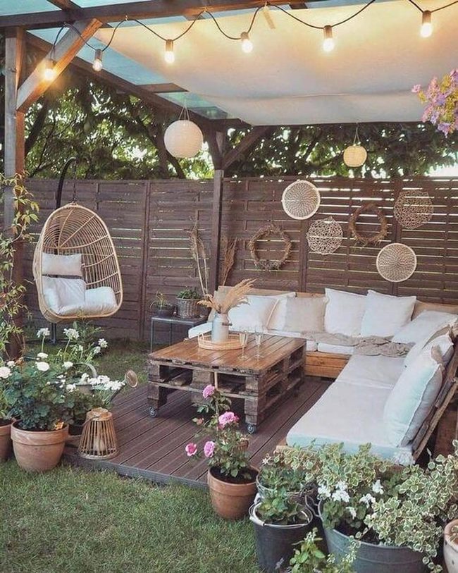Strung Lights Transform Outdoor Gathering Space