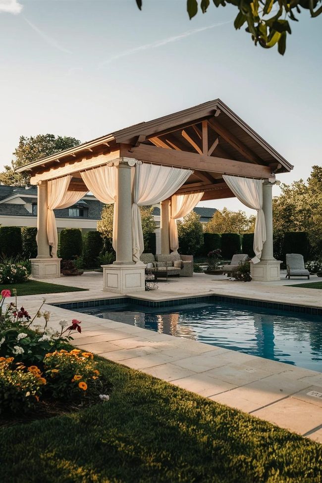 Arched Beams Over Climbing Roses