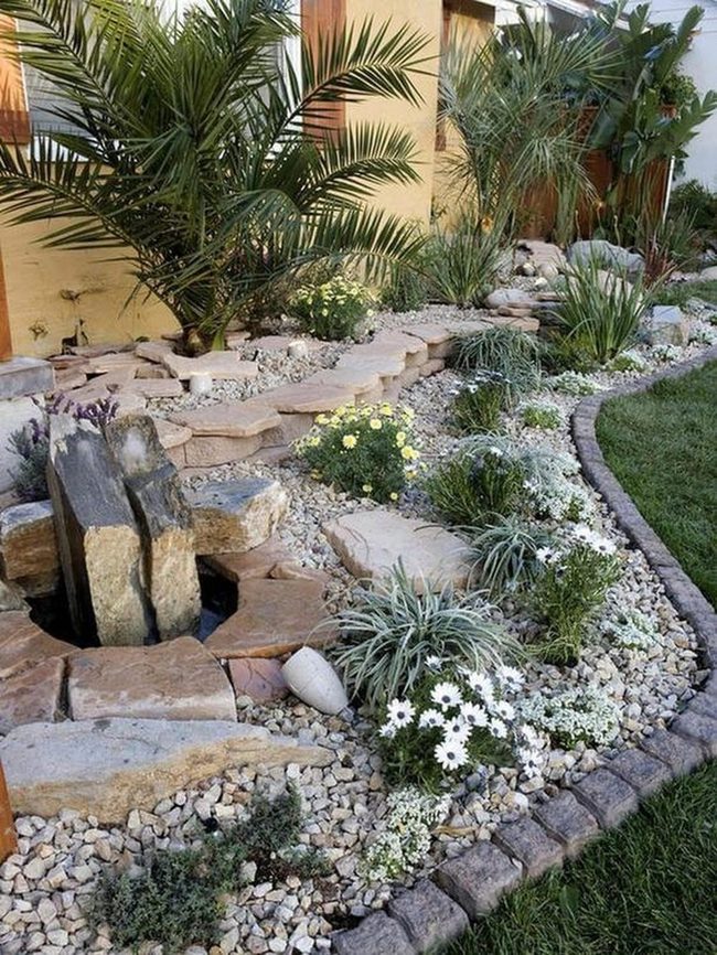 Layered Stone Garden With Year-Round Color