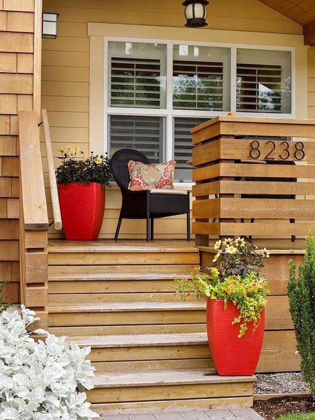 Red Flower Pots Frame Entry