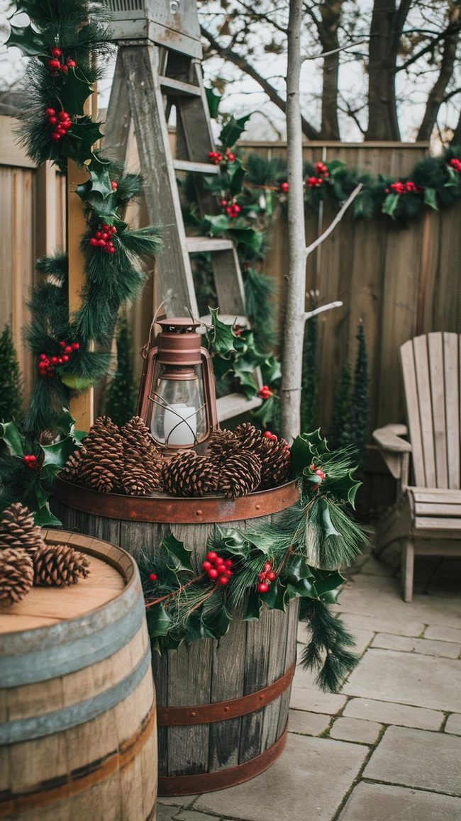Garden Berries And Evergreen Holiday Display