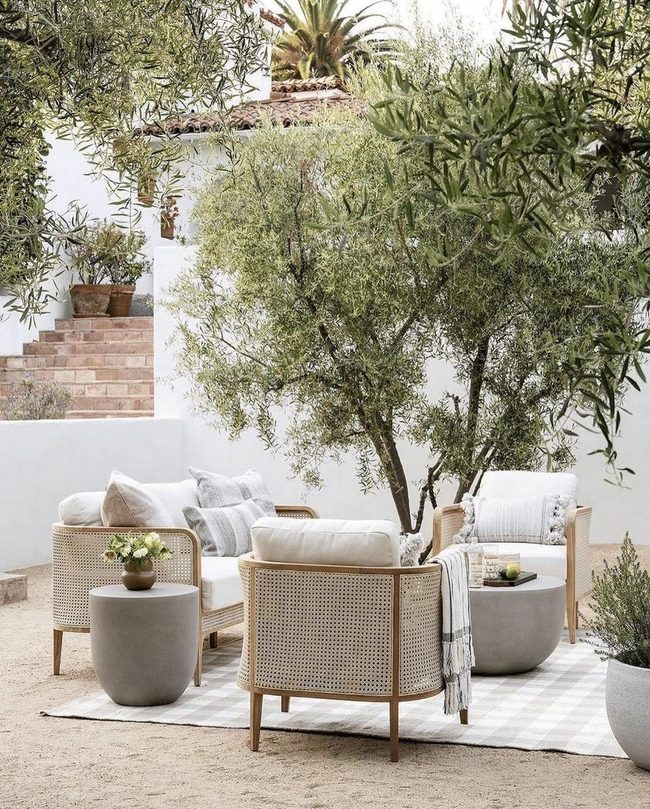 Rattan Chairs Meet Geometric Rugs