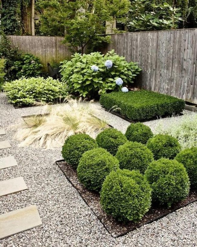 Geometric Topiary Garden With Gravel Paths