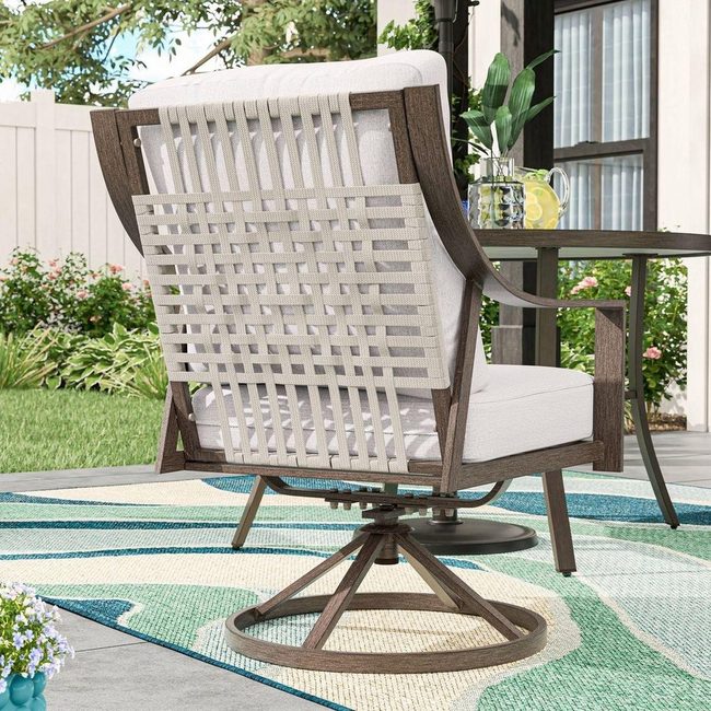 Woven Swivel Chair Natural Texture