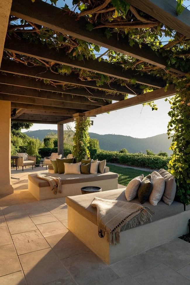 Pergola Built-In Benches Small Spaces
