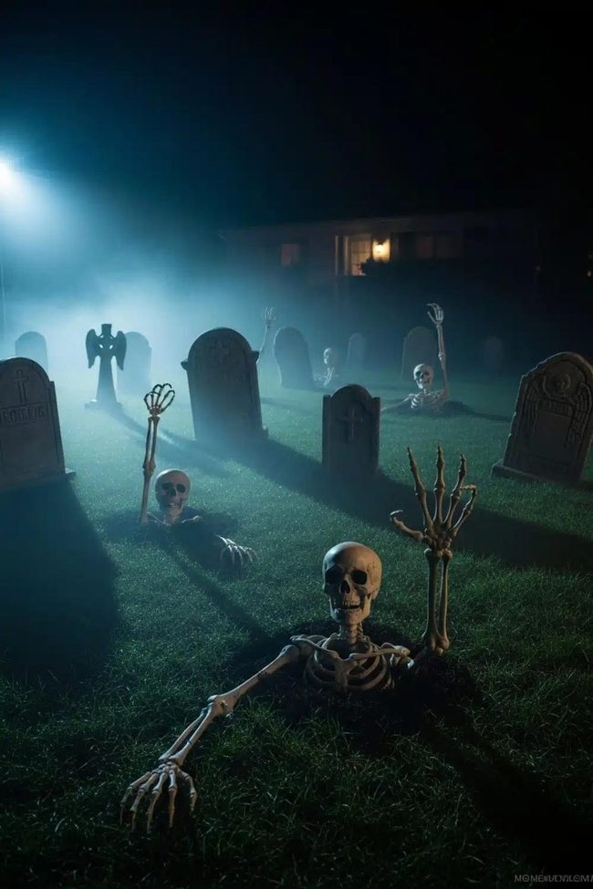 Bone White Graveyard With Fog