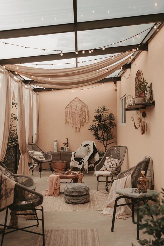 Flowing Fabric Draped Patio