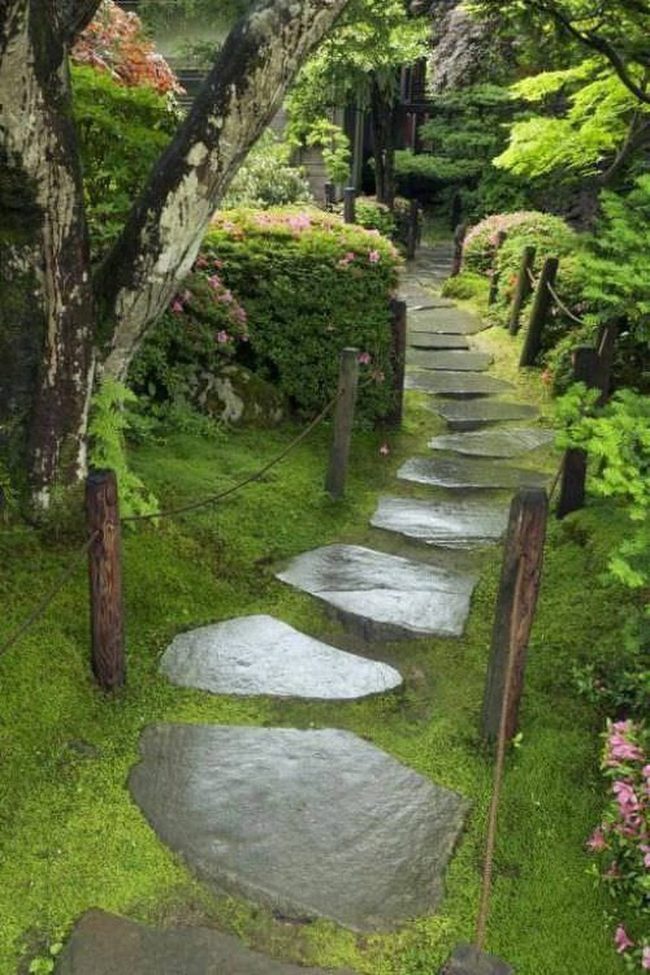 Stone Paths Through Verdant Gardens