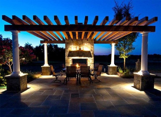 Stone Fireplace Gathers Everyone Outside