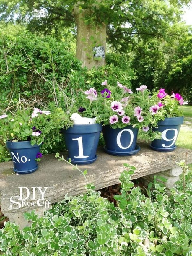 Numbered Flower Pots Mark Home