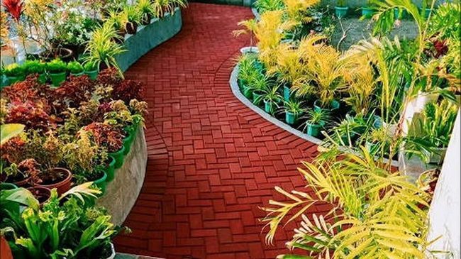 Red Brick Pathways Through Garden Rooms