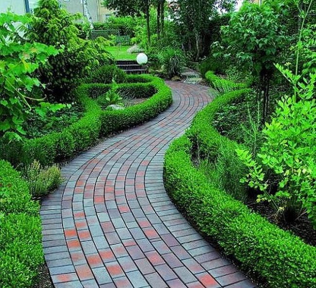 Earthy Brick Pathways Through Gardens