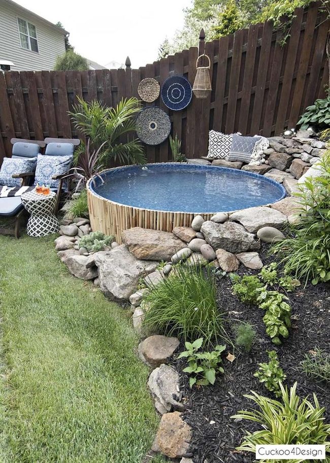 Stacked Stone Terraces Frame Pool
