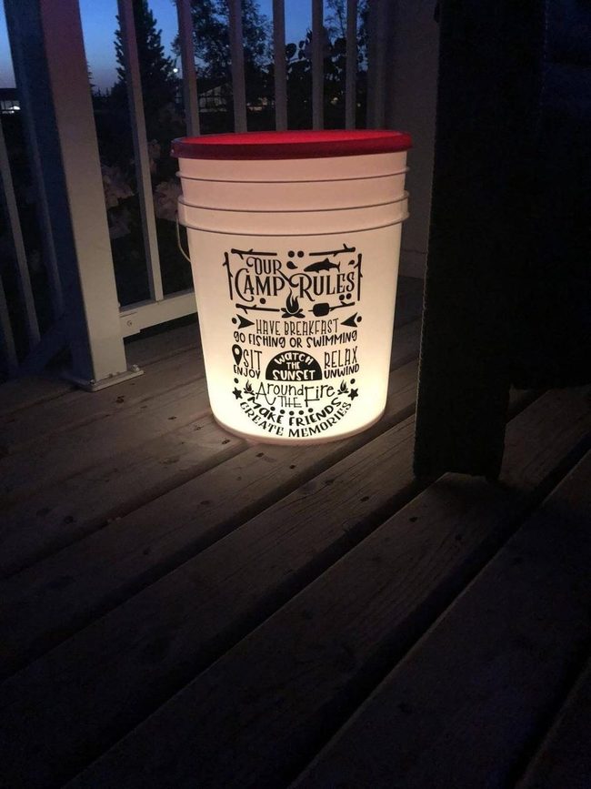 Glowing Bucket Camp Rules Light
