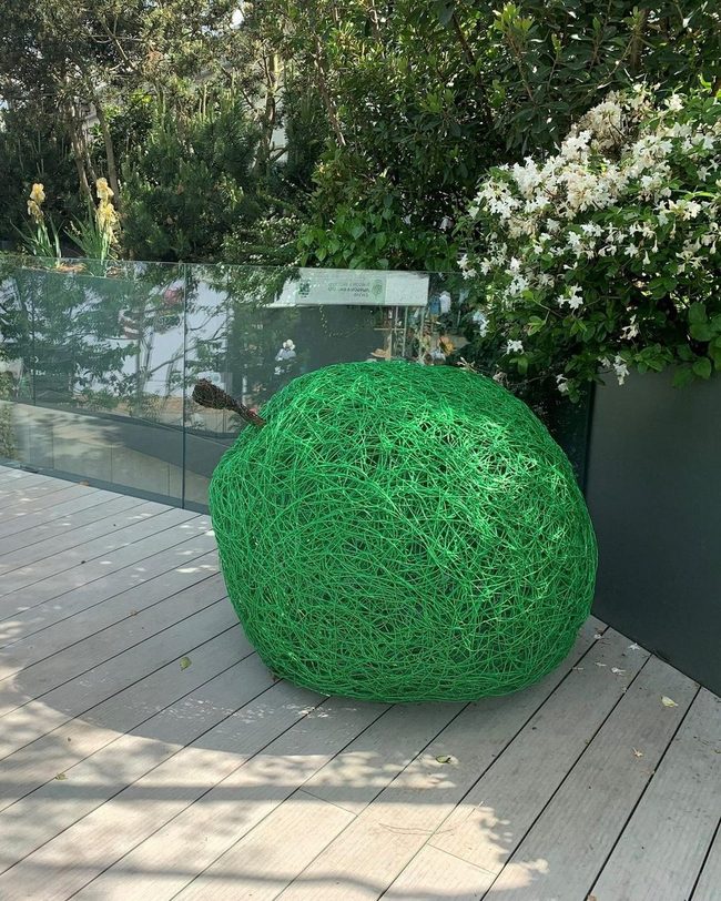 Lime Green Wire Spheres Garden