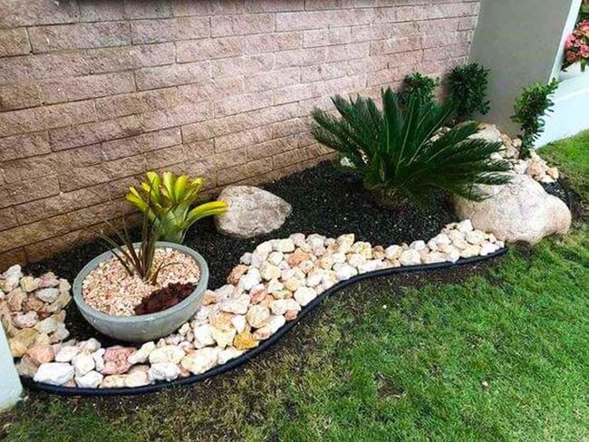 Tropical Plants Against Brick Wall