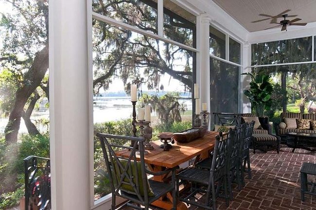 Brick Patio Panoramic Window Dining