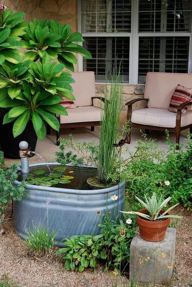 Stone Walls Garden With Fountain