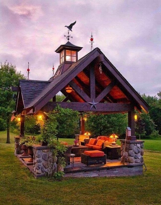 Stone And Timber Pavilion Structure
